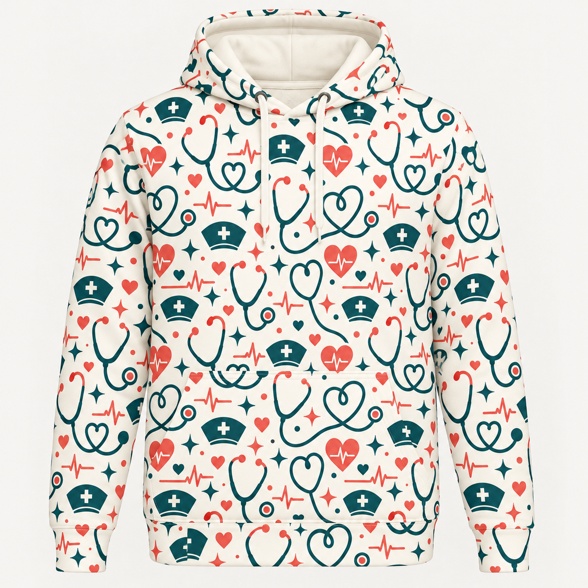 Registered Nurse Retro Nurse Care Icons Hoodie front mockup
