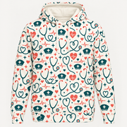 Registered Nurse Retro Nurse Care Icons Hoodie front mockup