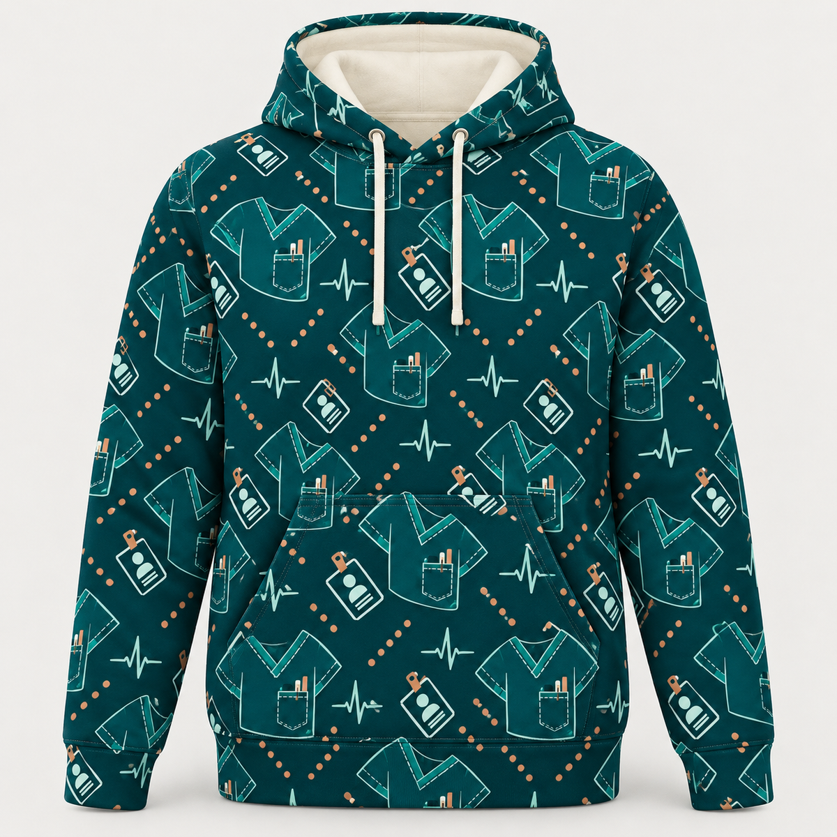 Registered Nurse Teal Scrub Shift Hoodie front mockup