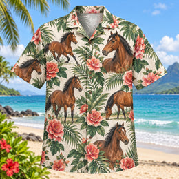 Horse Rose Garden Horse Hawaiian Shirt