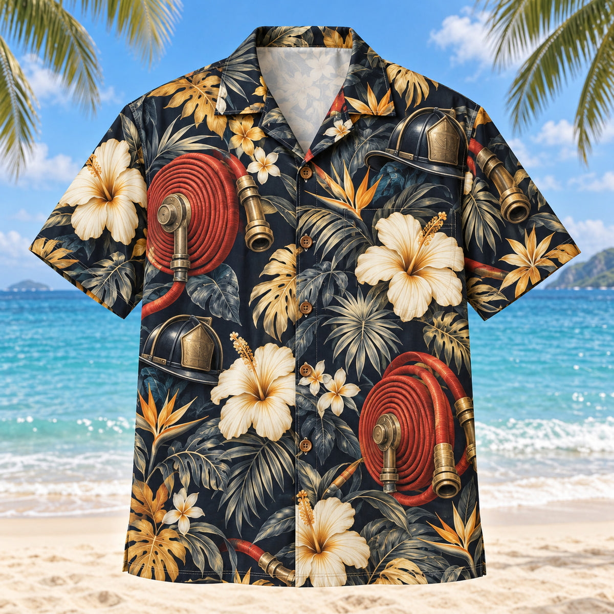 Hose Reel Firefighter Hawaiian Shirt