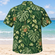 Back view of Houseplant Collector Hawaiian Shirt with monstera, philodendron and pothos