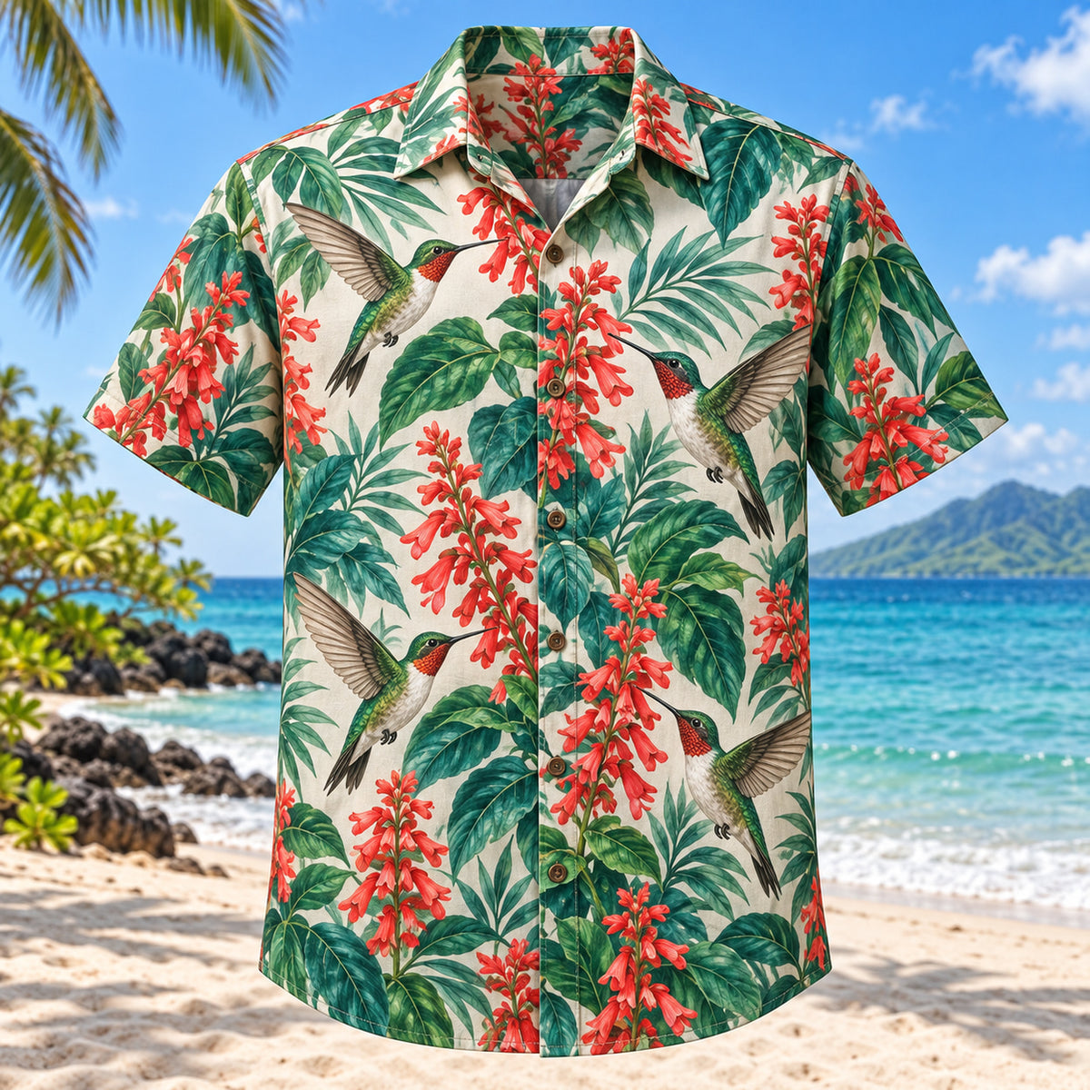 Hummingbird Salvia Birdwatching Hawaiian Shirt