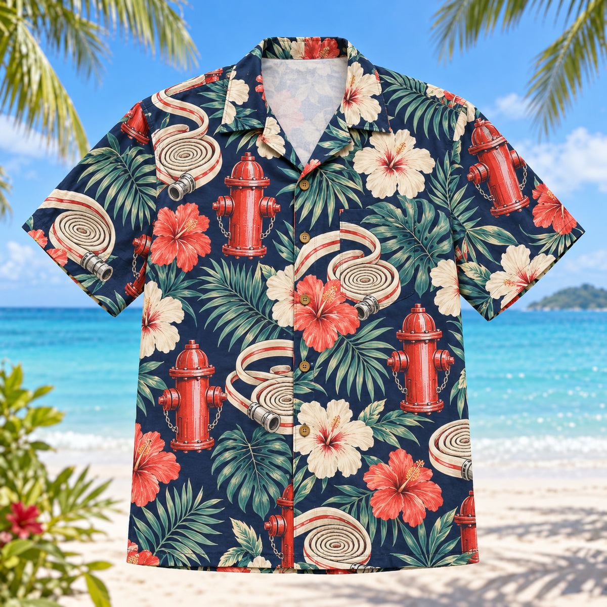 Hydrant Firefighter Hawaiian Shirt