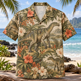 Iguanodon Garden Dinosaur Hawaiian Shirt