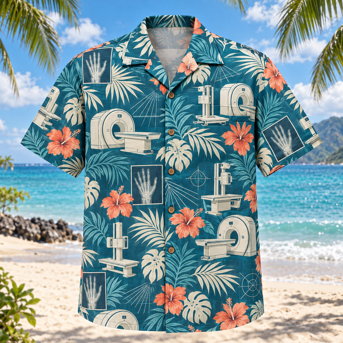 Imaging Room Teal Radiologic Technologist Hawaiian Shirt