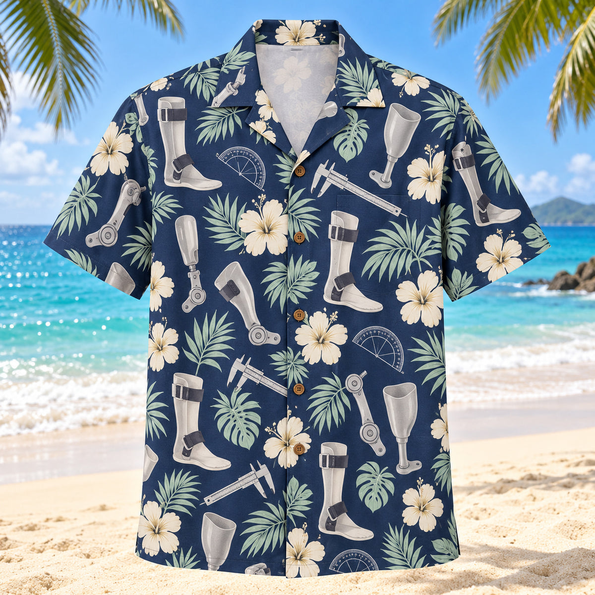 Joint Garden Navy Cream Orthotist and Prosthetist Hawaiian Shirt
