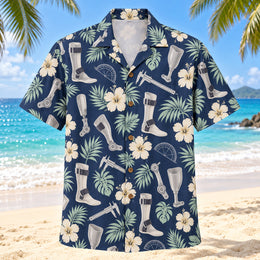 Joint Garden Navy Cream Orthotist and Prosthetist Hawaiian Shirt