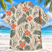 Back view of Joint Motion Sage Physical Therapist Hawaiian Shirt on a Hawaiian beach with fine white sand