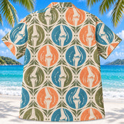 Back view of Joint Motion Sunset Physical Therapist Hawaiian Shirt on a Hawaiian beach with fine white sand