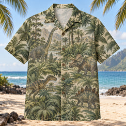 Ancient Fern Field Dinosaur Hawaiian Shirt
