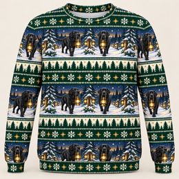 Black Labrador Christmas Lantern Trail All Over Print Sweater