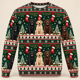 Labrador Retriever Christmas Stockings All Over Print Sweater