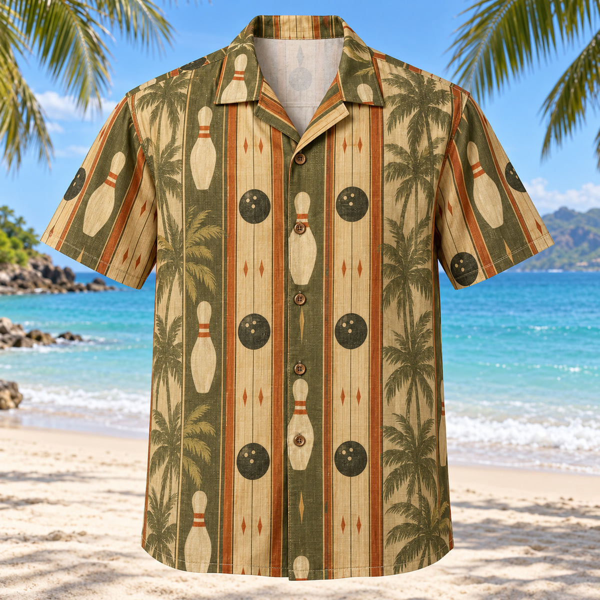 Lane Line Stripes Bowling Hawaiian Shirt