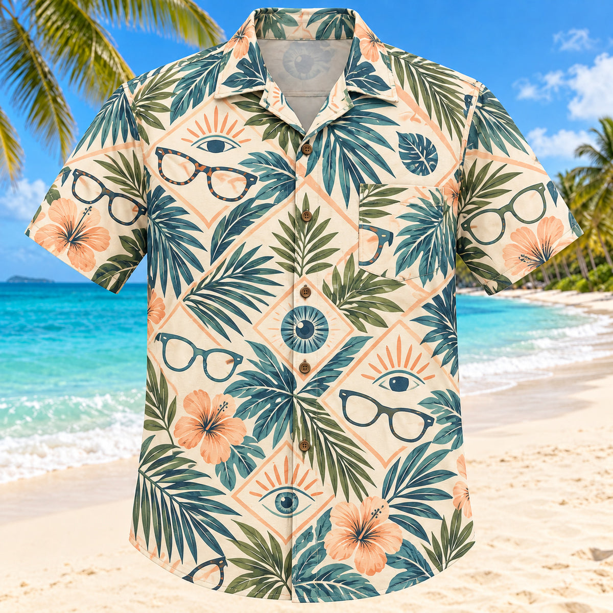 Lens and Palm Sunset Optometrist Hawaiian Shirt