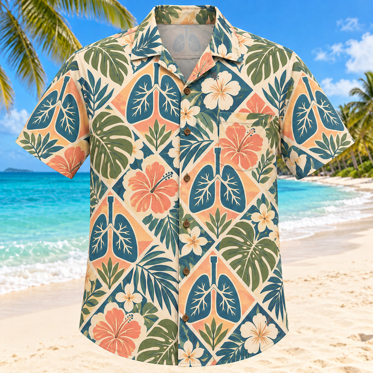 Lung Botanical Sunset Respiratory Therapist Hawaiian Shirt