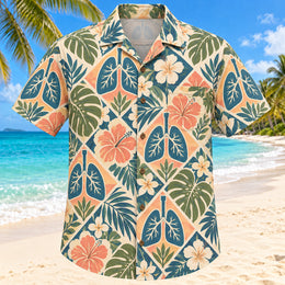 Lung Botanical Sunset Respiratory Therapist Hawaiian Shirt
