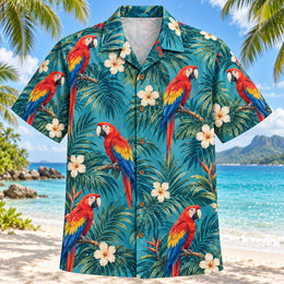 Macaw Palm Parrot Hawaiian Shirt