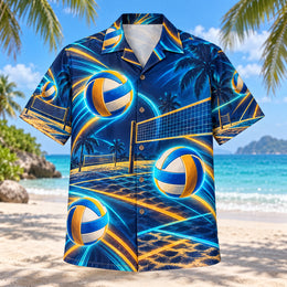 Midnight Glow Beach Volleyball Hawaiian Shirt