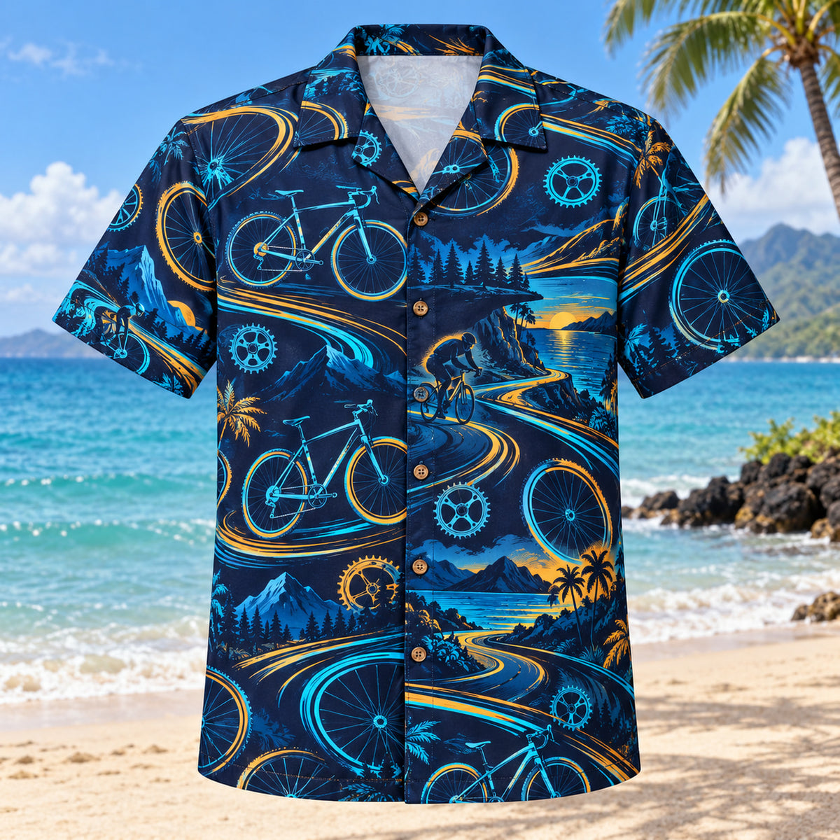 Midnight Glow Cycling Hawaiian Shirt