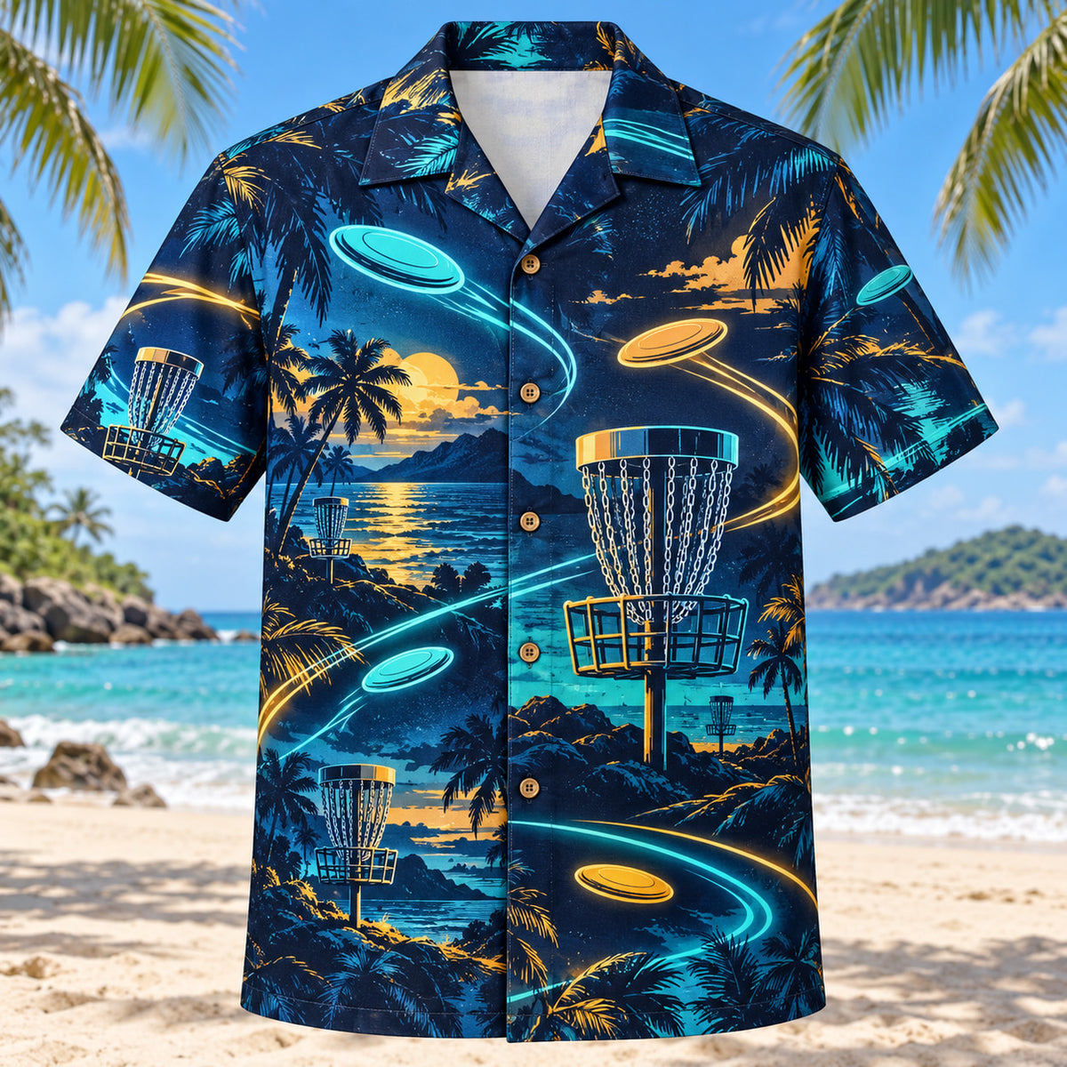 Midnight Glow Disc Golf Hawaiian Shirt