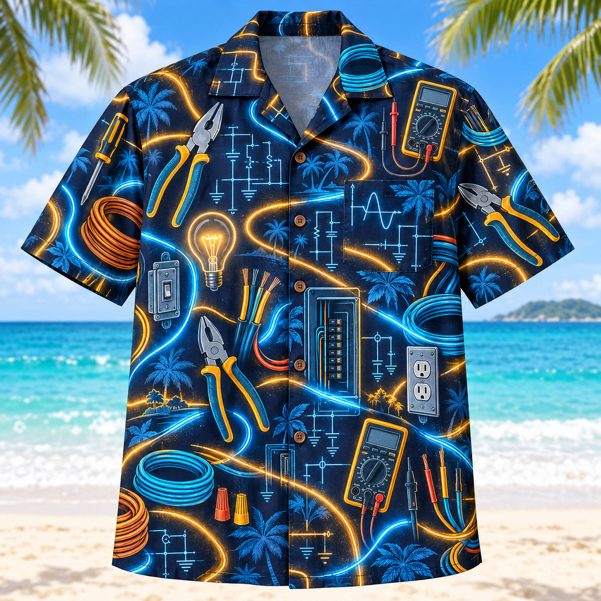 Midnight Glow Electrician Hawaiian Shirt