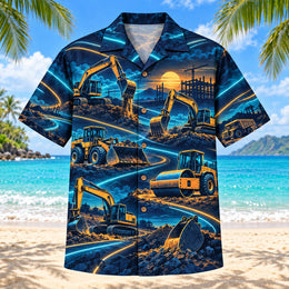 Midnight Glow Heavy Equipment Operator Hawaiian Shirt