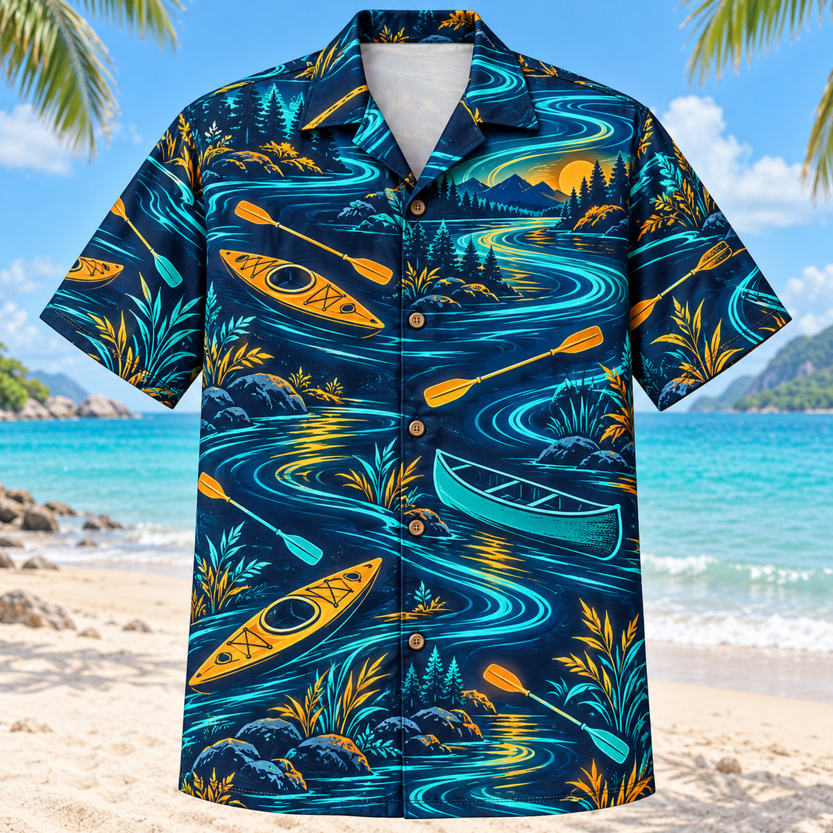 Midnight Glow Kayak and Canoe Hawaiian Shirt