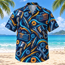 Midnight Glow Mechanic Hawaiian Shirt