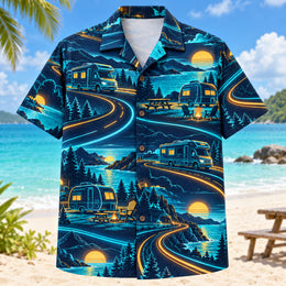 Midnight Glow RV and Travel Trailer Hawaiian Shirt
