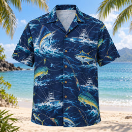 Midnight Glow Saltwater Fishing Hawaiian Shirt