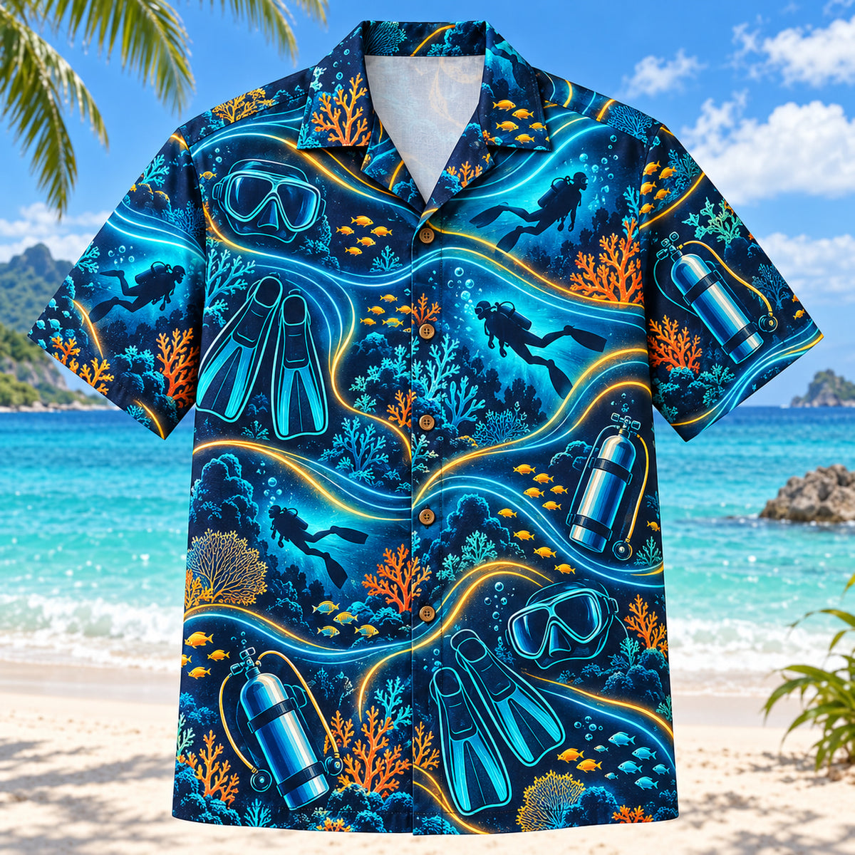 Midnight Glow Scuba Diving Hawaiian Shirt