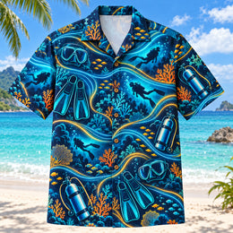 Midnight Glow Scuba Diving Hawaiian Shirt
