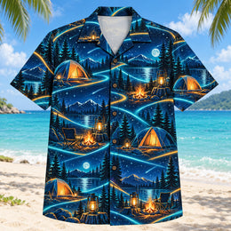 Midnight Glow Tent Camping Hawaiian Shirt