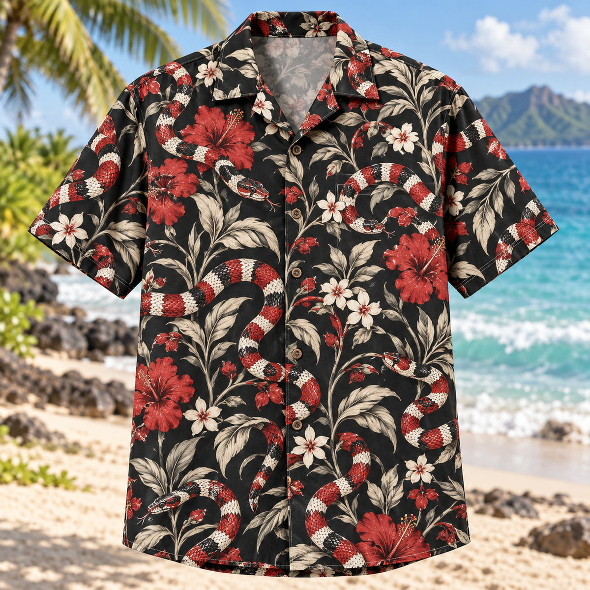 Milk Snake Floral Reptile Hawaiian Shirt