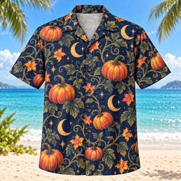 Moonlit Pumpkin Adult Halloween Hawaiian Shirt