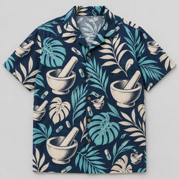 Mortar Garden Navy Pharmacist Hawaiian Shirt