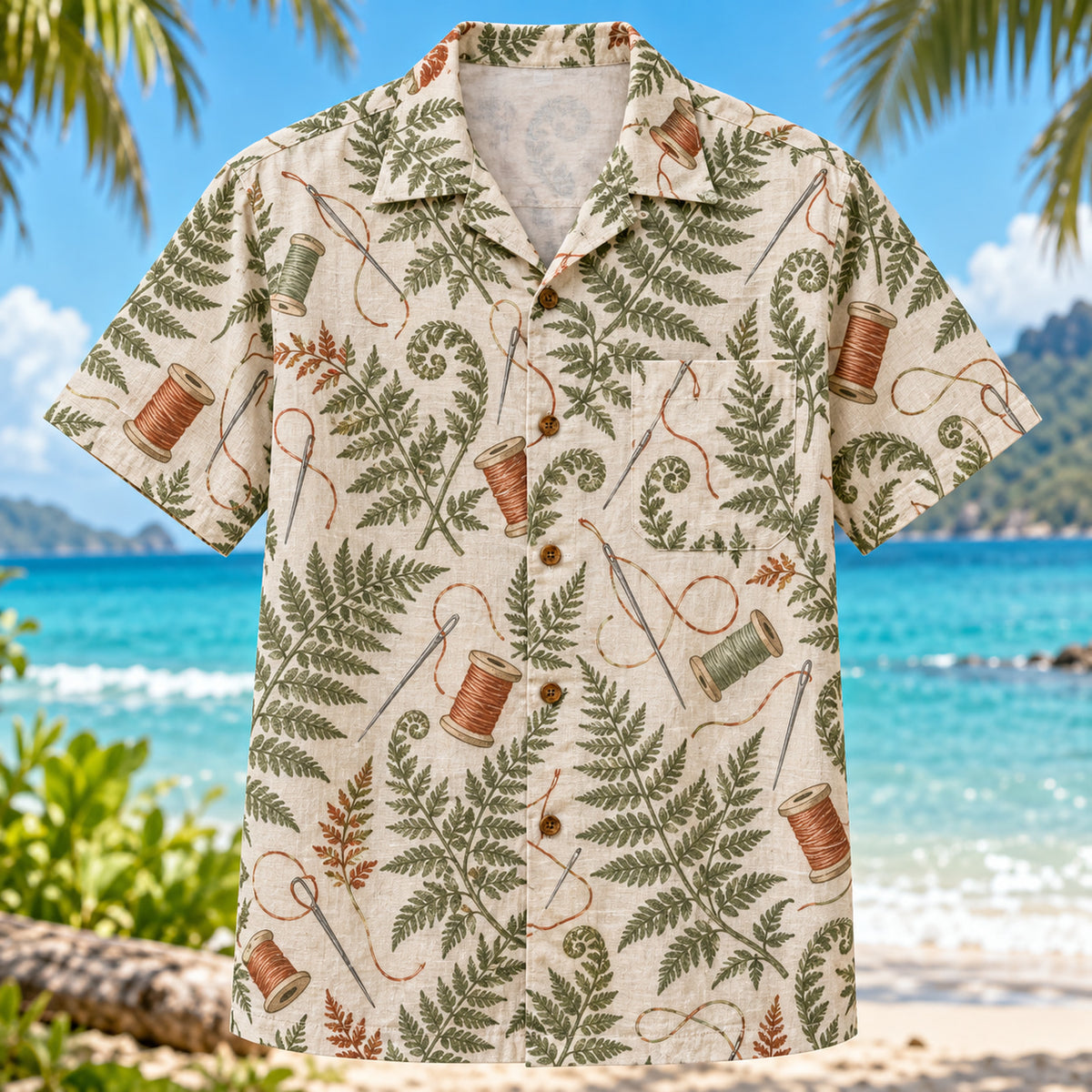 Needle Fern Sewing and Quilting Hawaiian Shirt