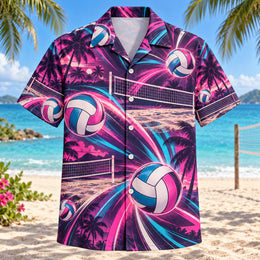 Neon Burst Beach Volleyball Hawaiian Shirt