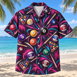 Neon Burst Billiards Hawaiian Shirt