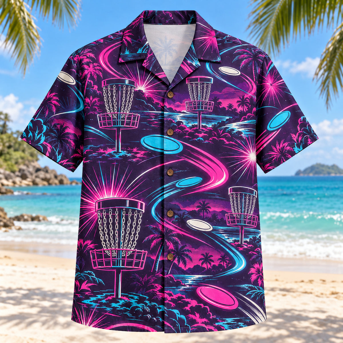 Neon Burst Disc Golf Hawaiian Shirt