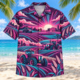 Neon Burst Farmer and Tractor Hawaiian Shirt