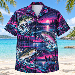 Neon Burst Freshwater Fishing Hawaiian Shirt