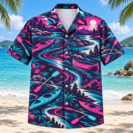 Neon Burst Kayak and Canoe Hawaiian Shirt