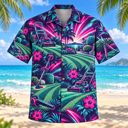 Neon Burst Landscaper Hawaiian Shirt