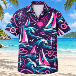 Neon Burst Sailing Hawaiian Shirt