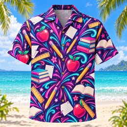 Neon Burst Teacher Hawaiian Shirt