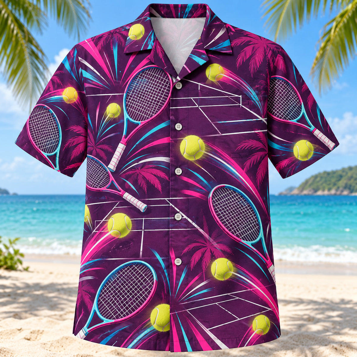 Neon Burst Tennis Hawaiian Shirt