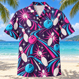 Neon Pinburst Bowling Hawaiian Shirt