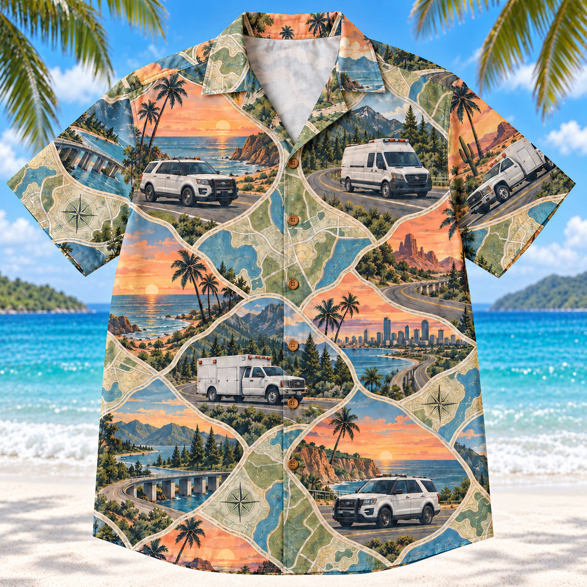 Night Shift Road Sunset EMT and Paramedic Hawaiian Shirt
